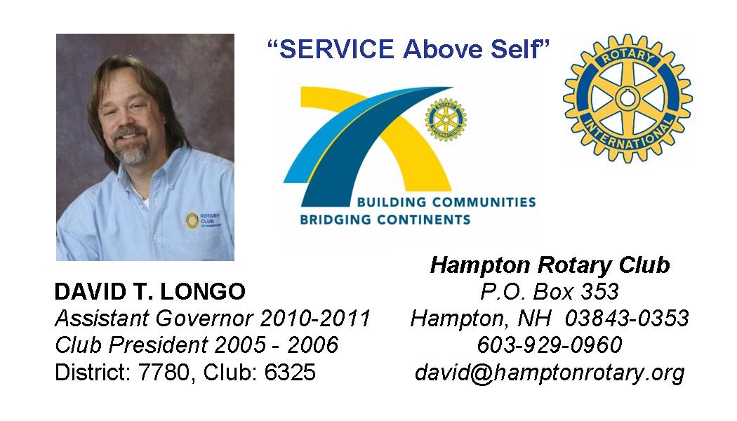 David T. Longo, Assistant Governer of the Hampton Rotary Club, 2010-2011